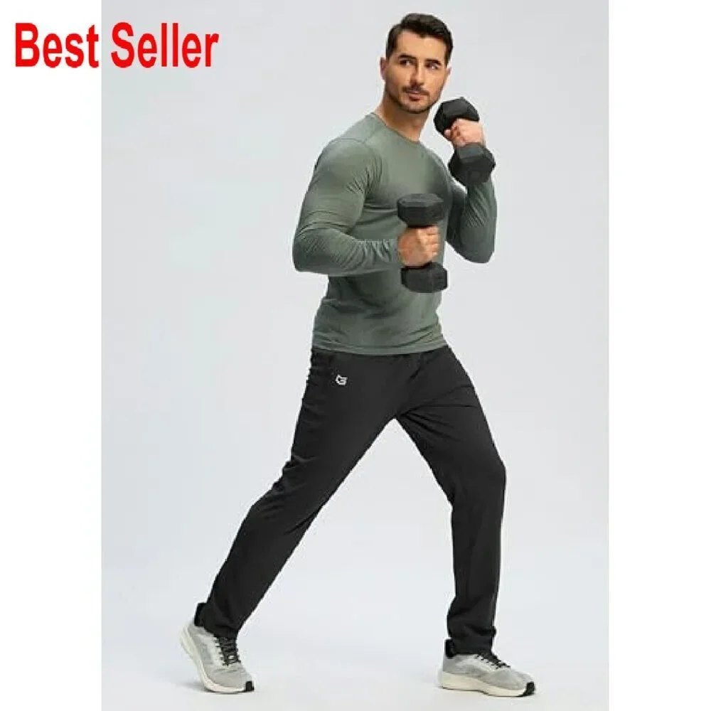 Men's Stretch Tapered Joggers Zipper Pocket Athletic Sweatpants Gym Running